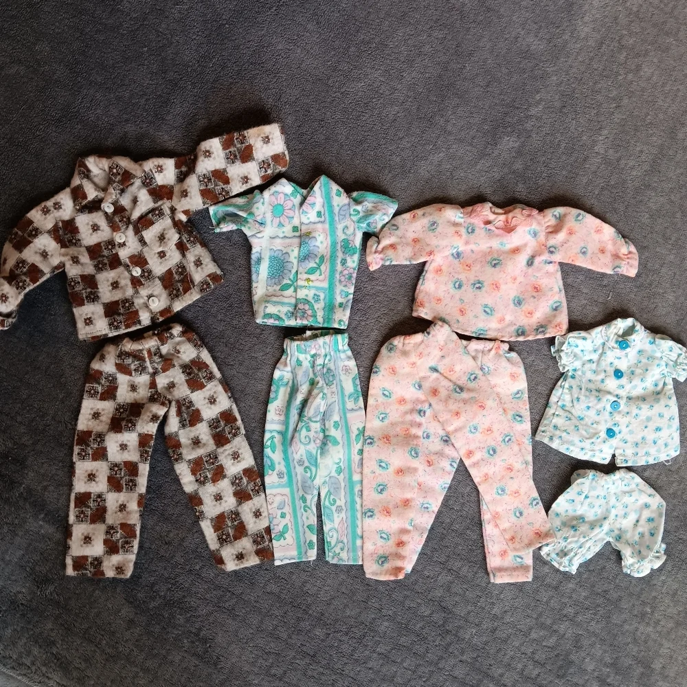 Fits Barbie Or Similar, 9 Piece Vintage 70s 80s Doll Pajama Party Bundle Lot
